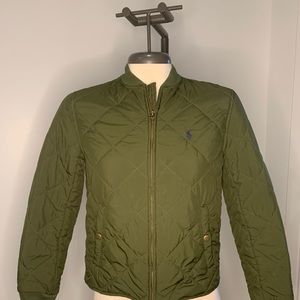 Boys M olive green quilted jacket